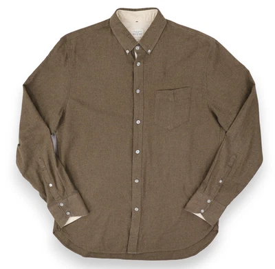 rag & bone New York Flannel Shirt Mens Large Brown 100% Cotton Button Front - Image 1 of 4