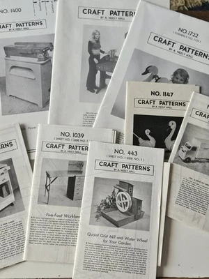 Lot of 8 Vintage Craft Patterns By  Neely Hall - Woodworking Toys Garden  - Image 1 of 3