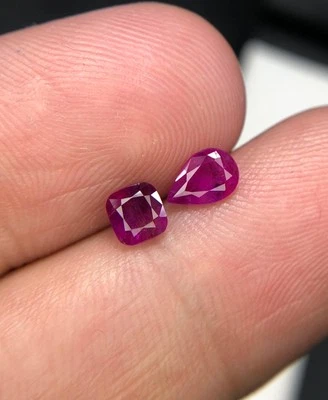 1.35 Cts Natural Ruby Pinkish Red Color 2 Piece loose gemstone From Afghanistan - Image 1 of 4