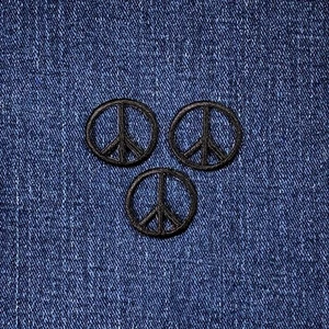 3-Pack Peace Sign Applique Patch - Mini Black Embroidered Badge 1" (Iron On) - Picture 1 of 2