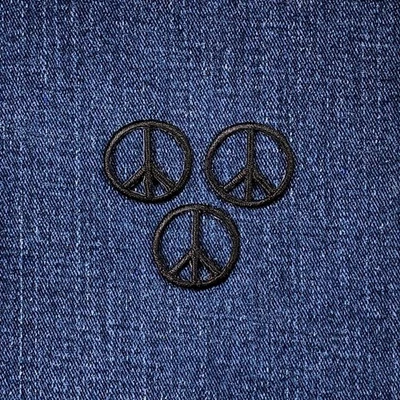 3-Pack Peace Sign Applique Patch - Mini Black Embroidered Badge 1" (Iron On) - Image 1 of 2