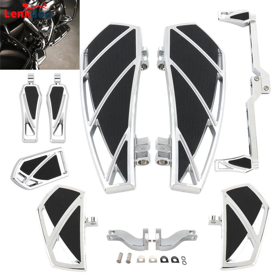 Chrome Phantom Floorboards Footboards For Harley Touring Road King Electra Glide Foto 1 de 4