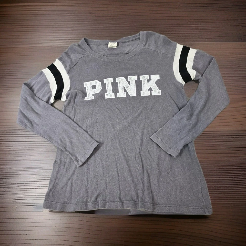 Suéter Victoria Secret Rosa Mujer S Gris Manga Larga Pullover Estrás Foto 1 de 4