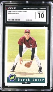 1992 Classic Draft Picks #6 DEREK JETER CGC 10 ROOKIE RC YANKEES GEM-MT - Picture 1 of 2