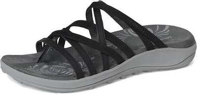 Merrell Women Harbor Post Sandal EVA Comfort Full Grain Leather Black WIDE Width - Image 1 of 4