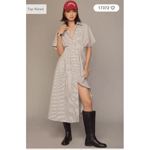 Abito camicia Anthropologie The Tobie plissettato con bottoni davanti di Exquise XL - Foto 1 di 6