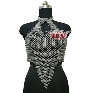 Top medievale in cotta di catena per donna fantasia armatura anello con culo cosplay abbigliamento festa - Foto 1 di 5