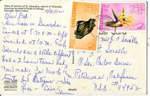 1972 Grenada Cover with Frog Stamp on St. Georges chrome postcard - Picture 1 of 4