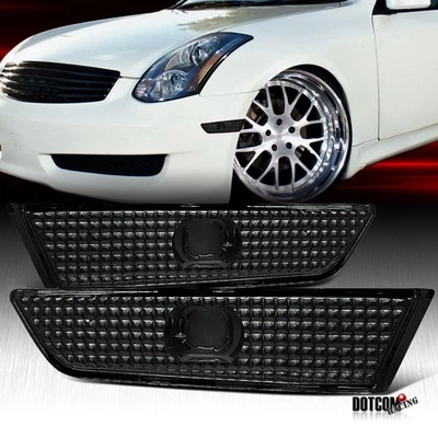 Fit 2003-2007 Infiniti G35 Coupe Bumper Corner Side Marker Signal Lights Smoke - Image 1 of 4