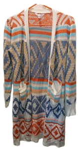 No Boundaries Open Cardigan Sweater Junior Sz Medium Duster Pockets Southwestern - Picture 1 of 12