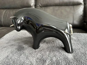 Brutalist Mid Century Modern Bk Stier Metall Horn Keramik Statue Skulptur Figur - Bild 1 von 15