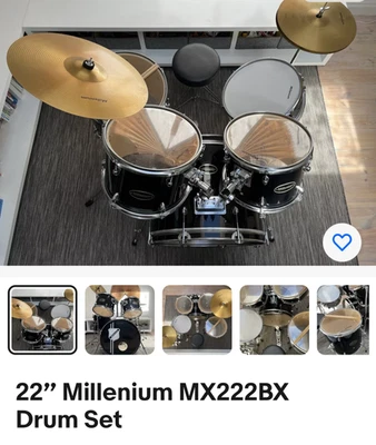 Millenium MX222BX  22 Drum Set Black - Image 1 of 2