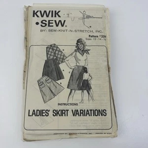 Skirt Size 12-16 Vintage Uncut Pattern 359 Pleats Pockets Buttons No Envelope - Picture 1 of 3