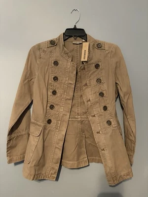 Chaqueta Militar DKNY Jeans Lona Talla Mediana Militar Tostado Caqui Abrigo Foto 1 de 4