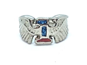 Mens Native American Style Eagle Coral Turquoise Biker Eagle Ring Size 9 10 1/2 - Bild 1 von 5