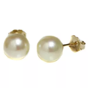 Orecchini a perno perla oro 14k Mare del Sud oro chiaro / champagne - Foto 1 di 7