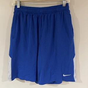 Nike Basketball Shorts Men's M Blue White Dri-Fit Swoosh Logo Drawstring Mesh - Picture 1 of 4