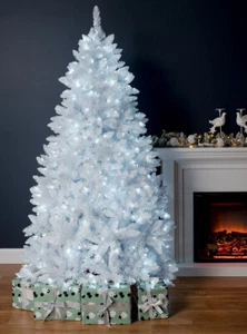 6ft Christmas Tree BAVARIAN WHITE Fir Pre Lit 6ft/180cm 1072 Tips Cool White LED - Picture 1 of 5
