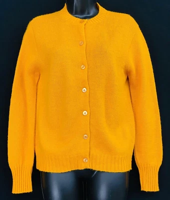 Suéter dorado vintage años 70, cárdigan amarillo mostaza tejido acrílico sin existencias nuevo sin etiquetas Foto 1 de 3