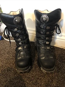 New Rock Black Metallic Boots UK Size 4 EU 37 - Picture 1 of 11