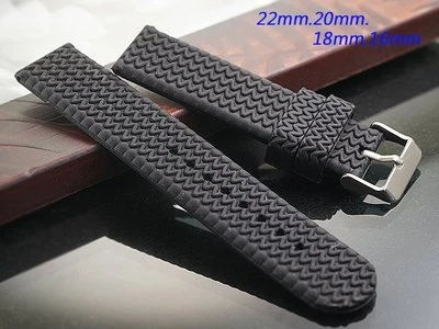 Black rubber Band Silicone Strap bracelet & Buckle (fits) Chopard Racing F1 Tire - image 1 of 3