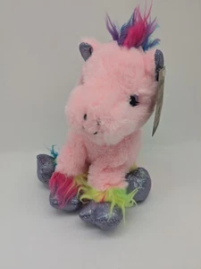 The Bear Factory - Pink Rainbow Unicorn Plush 12” Retired Stuffed Animal - NWT - Picture 1 of 8