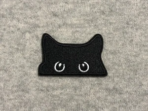 Black Cat Embroidery Iron on Patch Kitten Pussy Feline Animal 7 x 4.2 cm - Picture 1 of 4