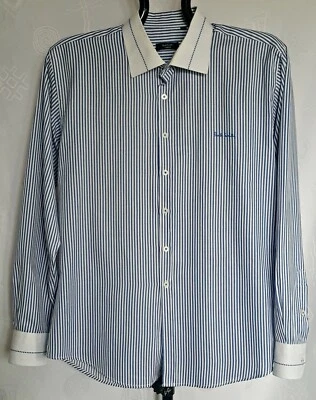 AUTHENTIC PAUL SMITH LONDON STRIPED BLUE MEN'S DRESS SHIRT-SIZE:US17 1/2;EU44 - Image 1 of 4