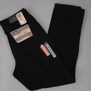 LEE Women's 16 Med Black Slim Stretch Lower Rise Tapered Leg Jeans NWT 32W X 31L - Picture 1 of 14