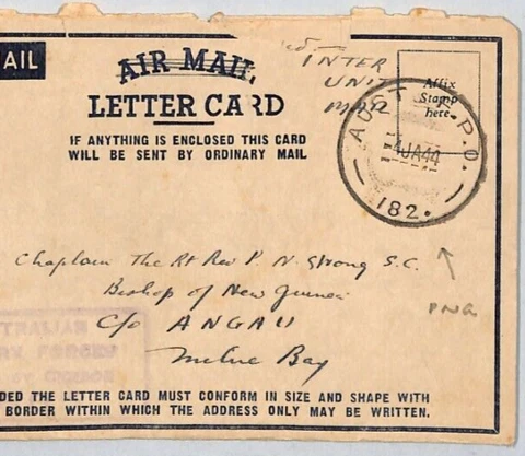 AUSTRALIA/PNG Air Mail WW2 PAPUA NEW GUINEA Military FPO Angau 1944 Cover ZN167 Cover