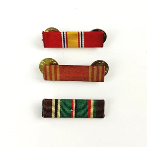 WWII US Military Army Stripe Medal Bar Pins National Defense Good Conduct & EAME - Picture 1 of 5