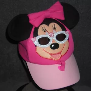 CHILDRENS DISNEY MINNIE MOUSE WITH EARS BOW SUNGLASSES HOLDER BASEBALL CAP - Picture 1 of 1