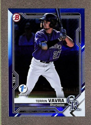 2021 Bowman 1st First Edition #BFE-100 Terrin Vavra Blue SP #/150 - Rockies - Image 1 of 3