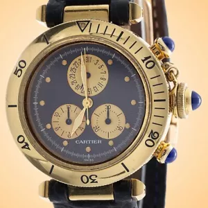Cartier Pasha de Cartier Quartz Chronograph 18K Yellow Gold Unisex Watch - Picture 1 of 11