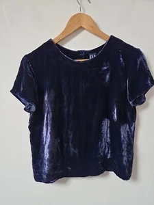 GAP Seidenmischung lila Crushed Velvet Style Knopfleiste Bluse Größe M - Bild 1 von 6