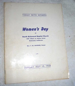 NORTH RICHMOND CALIFORNIA BAPTIST CHURCH WOMEN'S DAY GOSPEL 1958 - Picture 1 of 5