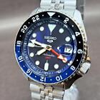 Seiko 5 Sports Sbsc003 Gmt Date St.Steel Blue Silver Automatic Mens Watch Auth