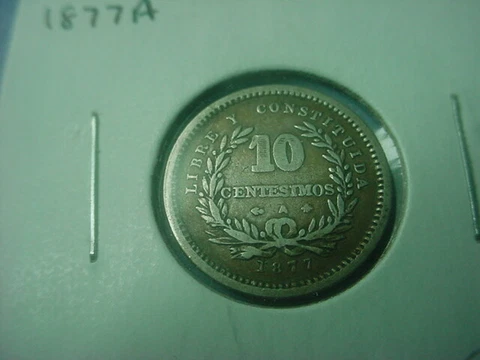 Uruguay 10 Centesimos 1877 A #60040 Cover
