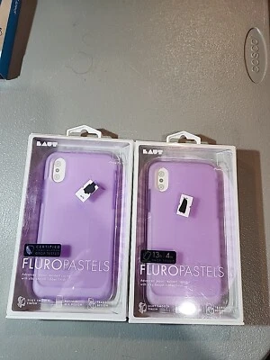 Funda 2 LAUT iPhone XS/X Fluro Pasteles Violeta con Goma Suave de Seda Translúcida Foto 1 de 2