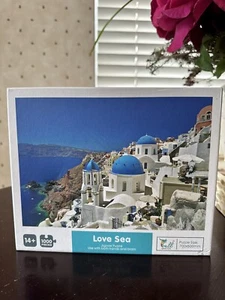 Jigsaw Puzzle Greece Aegean Sea 1000 Pieces Santorini Church Love Sea Gull - Picture 1 of 4