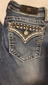 Miss Me Signature Boot Damen Dark Wash Jeans Größe 27 Bling Taschen - Bild 1 von 9