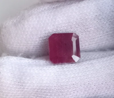 3 Ct Natural Mozambique Blood Red Ruby Octagon Certified Stunning Gemstone - Image 1 of 4