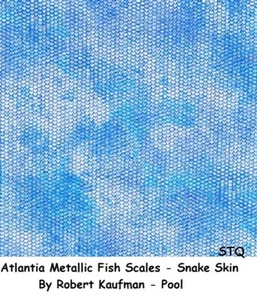 Atlantia Metallic Fish Scales Snake Skin cotton quilt fabric Kaufman Pool Blue - Picture 1 of 12