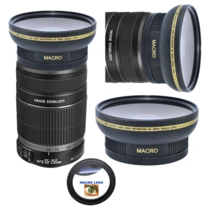 HD ULTRA WIDE ANGLE LENS + MACRO LENS FOR Canon EF-S 55-250mm f/4-5.6 IS II Lens - Picture 1 of 9