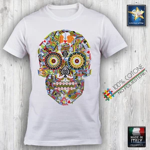 T-shirt Uomo SKULL MEXICAN TESCHIO MESSICANO Summer Outfit Fashion Tatoo Estate - Picture 1 of 4