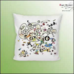 Housse de coussin en satin blanc Led Zeppelin III Pochette Disque CD Pop Musique - Imagen 1 de 5