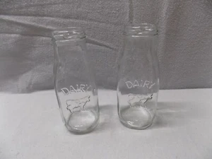 Set Of 2 Dairy Glass Milk Jar Clear 10.5 oz 6.25”H Vintage - Picture 1 of 6