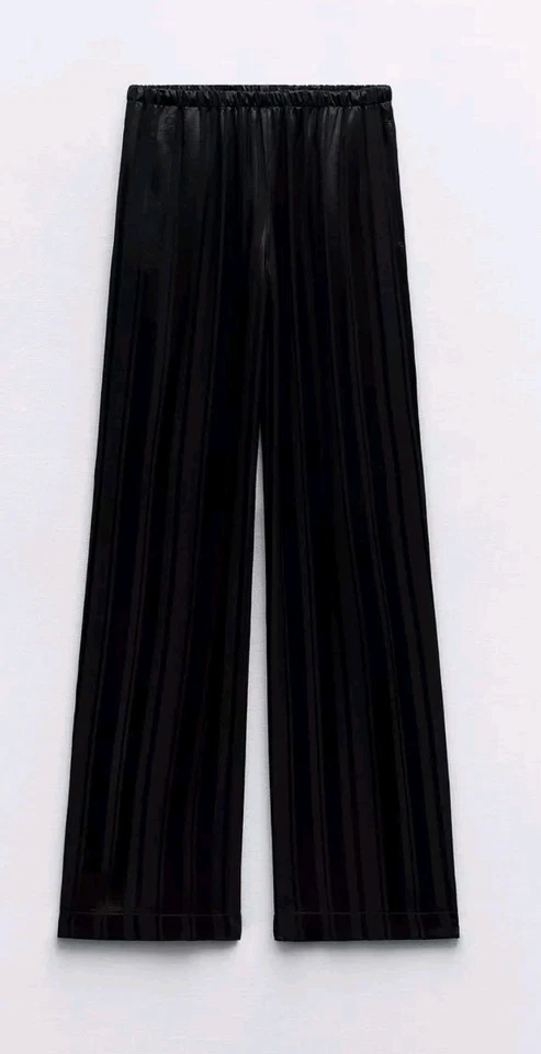 WOMEN'S NEW ZARA ELASTICATED WAIST WIDE LEG TROUSERS SIZE M - Image 1 of 3