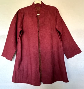 **Fab Quilted Raspberry Long Sleeve Cotton Jacket Coat S/M** - Picture 1 of 17