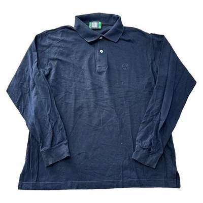 Sergio Tacchini рубашка-поло с длинным рукавом 90-х ретро повседневный мод синий мужской большой - Изображение 1 из 4